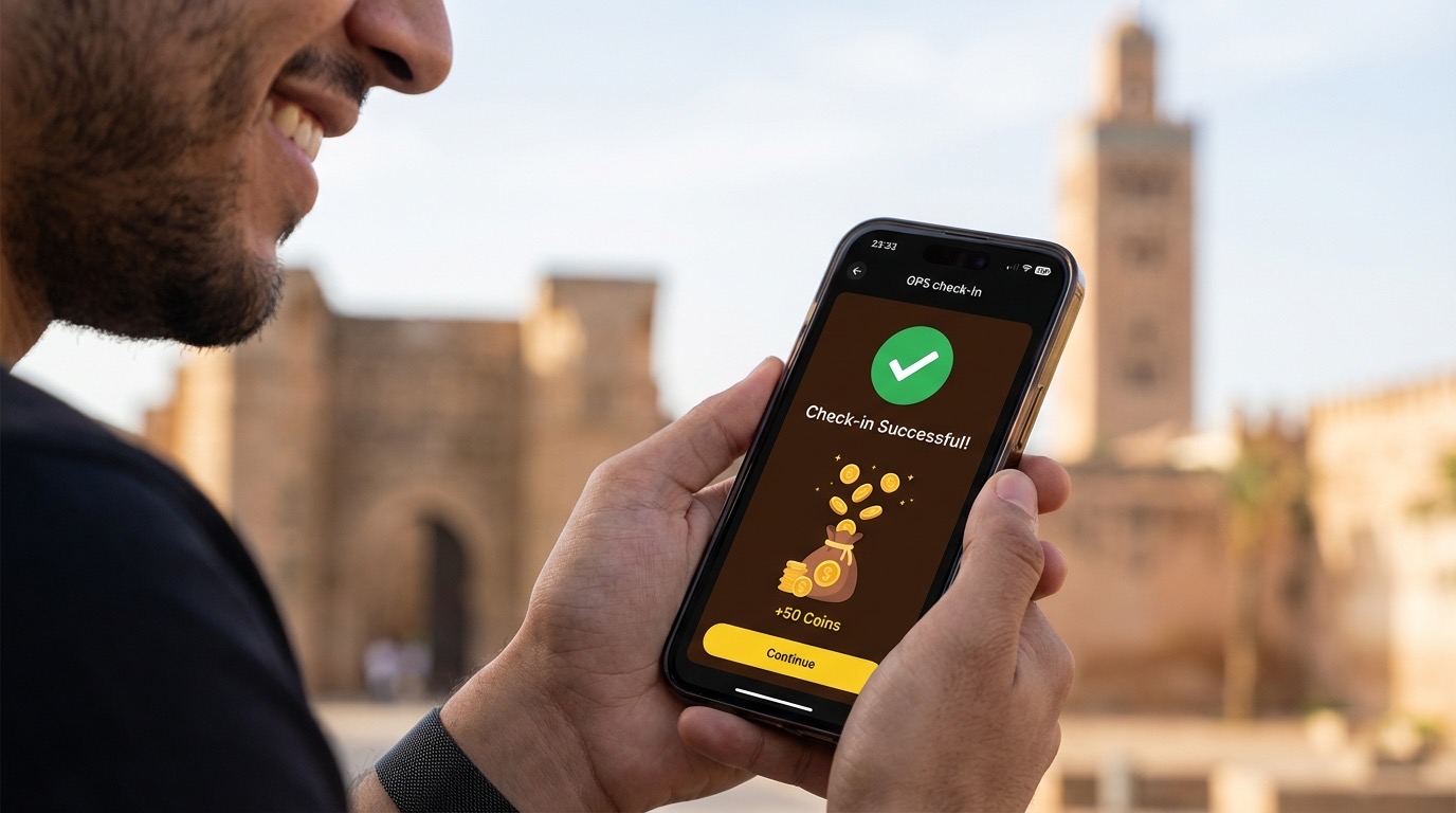 TripHunt Game check-in success with coins
